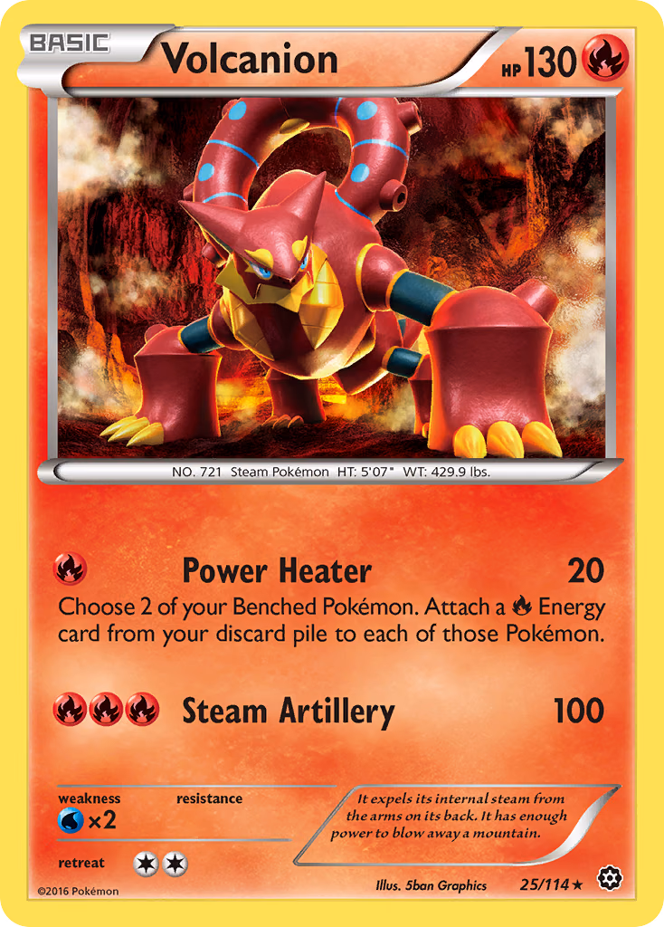 Volcanion Pokemon card (25/114, Steam Siege)