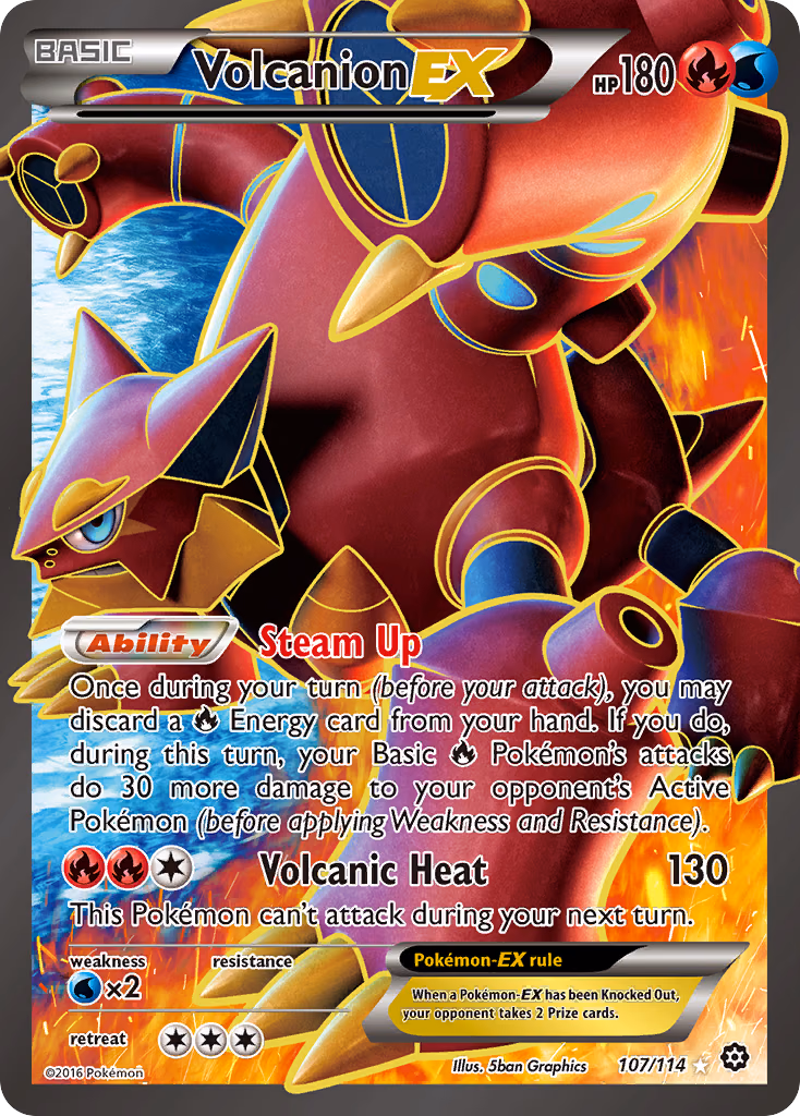 Volcanion-EX Pokemon card (107/114, Steam Siege)
