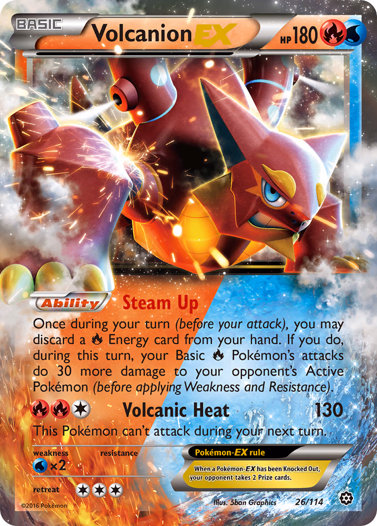 Volcanion-EX Pokemon card (26/114, Steam Siege)
