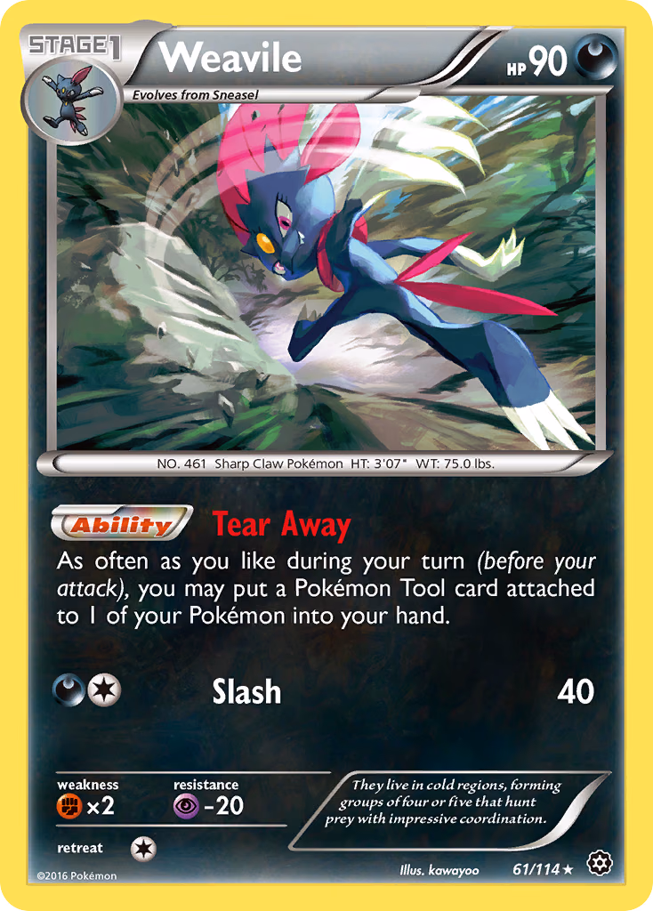 Weavile Pokemon card (61/114, Steam Siege)