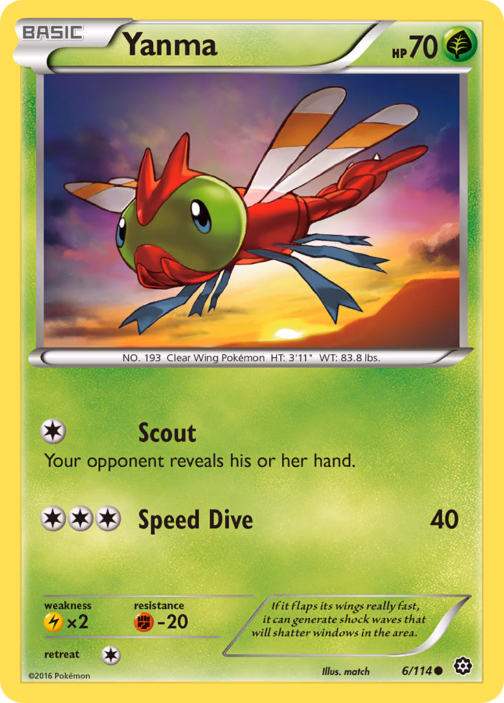 Yanma Pokemon card (6/114, Steam Siege)
