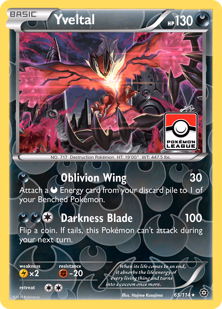 Yveltal Pokemon card (65/114, Steam Siege)