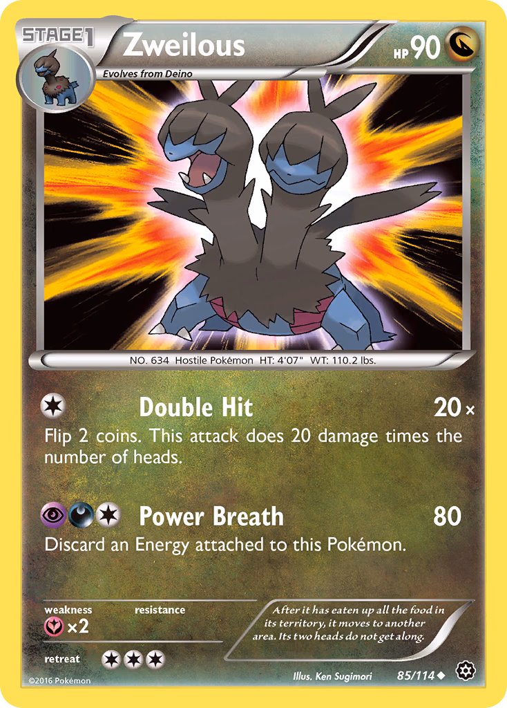 Zweilous Pokemon card (85/114, Steam Siege)