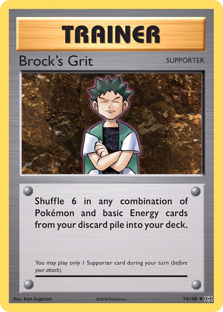 Brock's Grit Pokemon card (74/108, Evolutions)