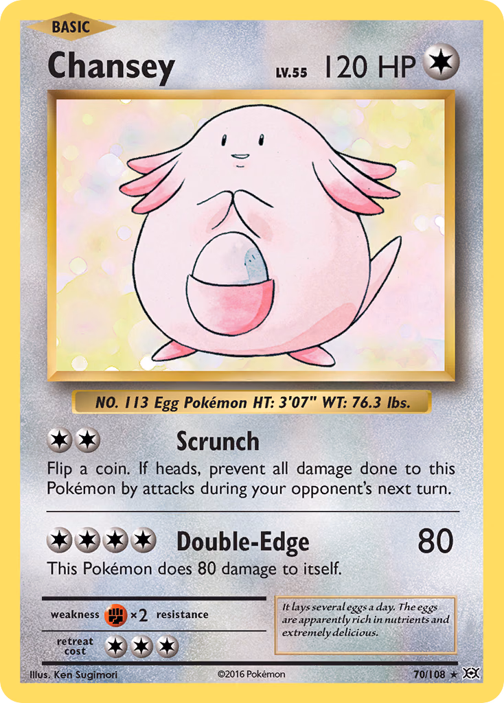 Chansey Pokemon card (70/108, Evolutions)