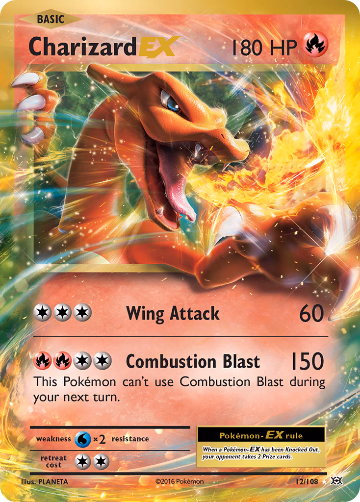 Charizard-EX Pokemon card (12/108, Evolutions)