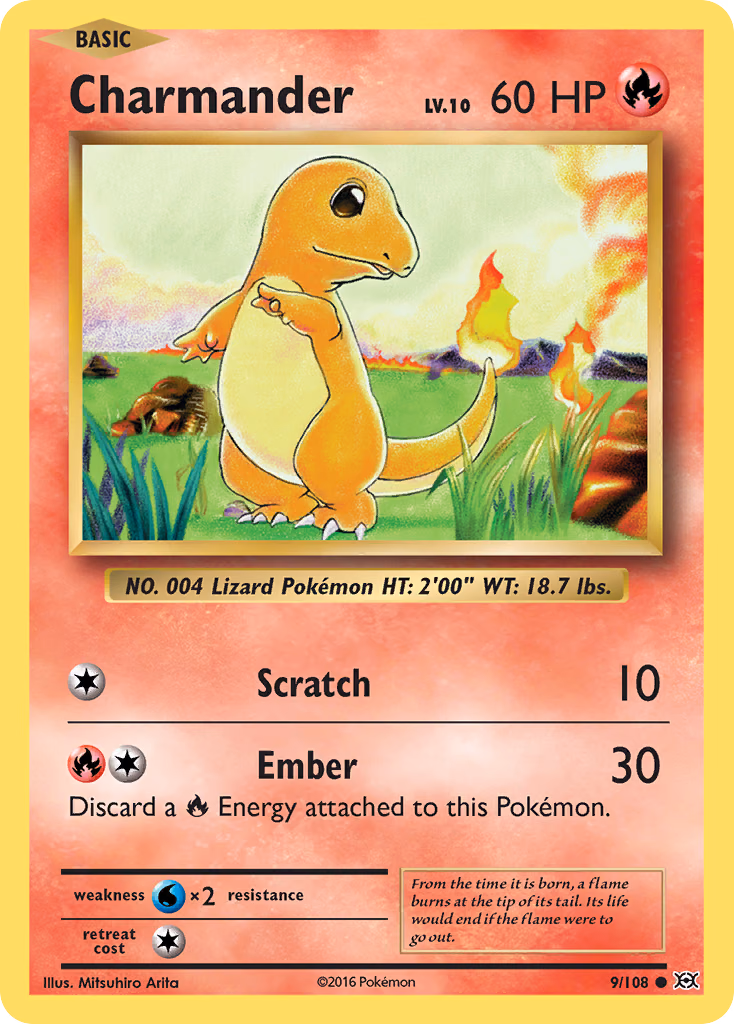 Charmander Pokemon card (9/108, Evolutions)