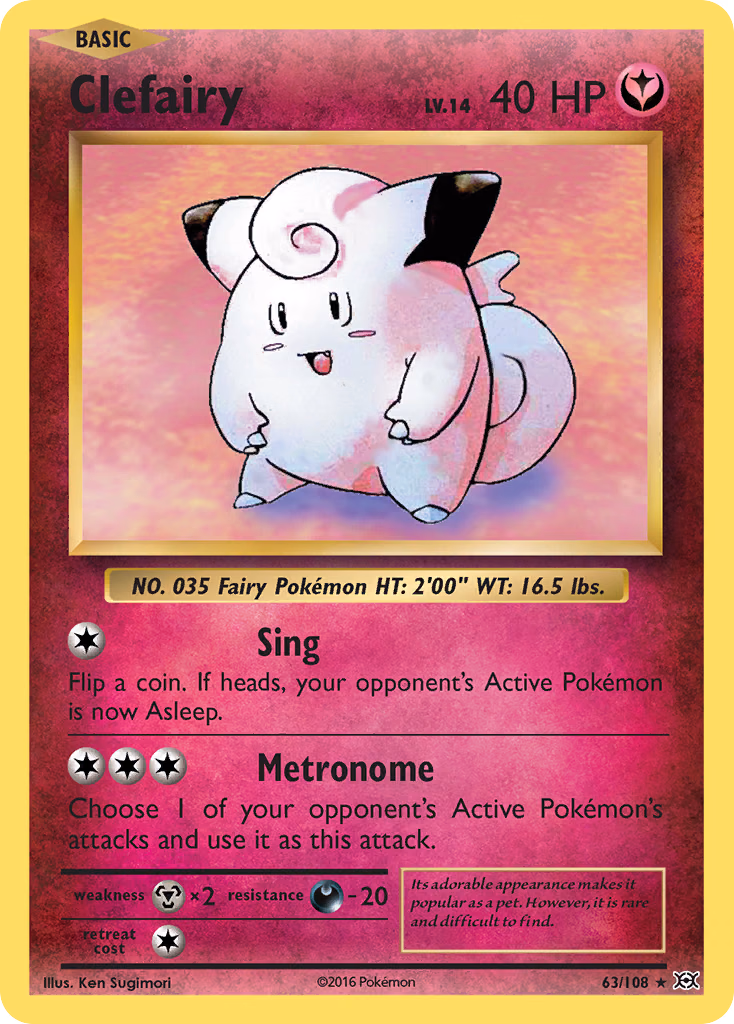 Clefairy Pokemon card (63/108, Evolutions)
