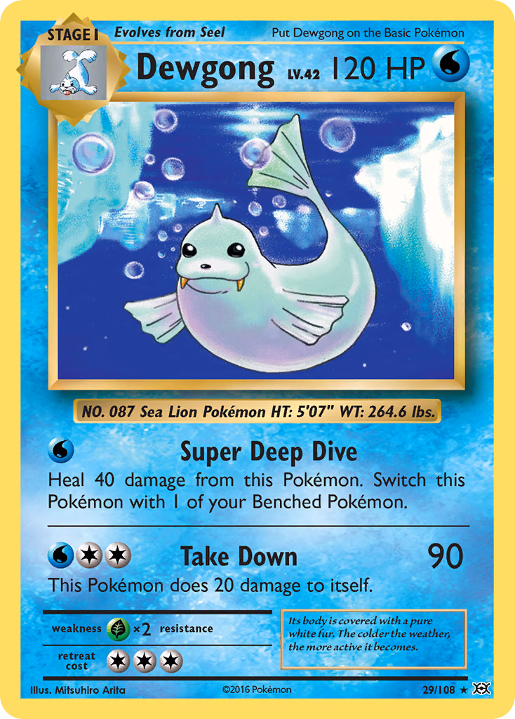 Dewgong Pokemon card (29/108, Evolutions)