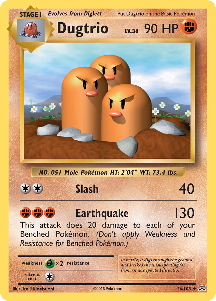 Dugtrio Pokemon card (56/108, Evolutions)