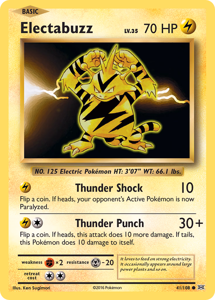 Electabuzz Pokemon card (41/108, Evolutions)