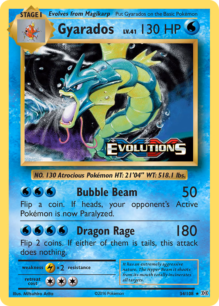 Gyarados Pokemon card (34/108, Evolutions)