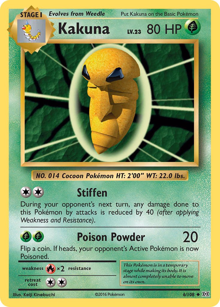 Kakuna Pokemon card (6/108, Evolutions)