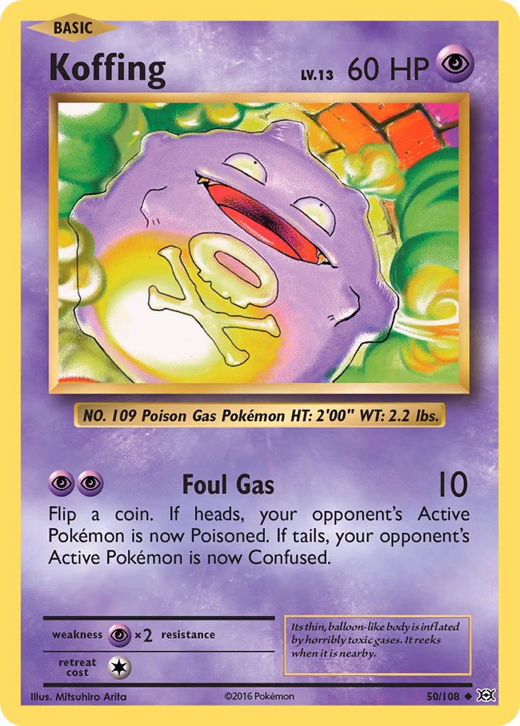 Koffing Pokemon card (50/108, Evolutions)