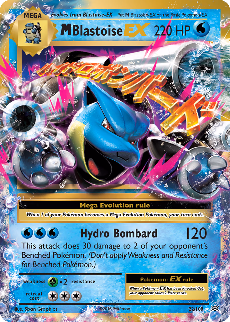 M Blastoise-EX Pokemon card (22/108, Evolutions)