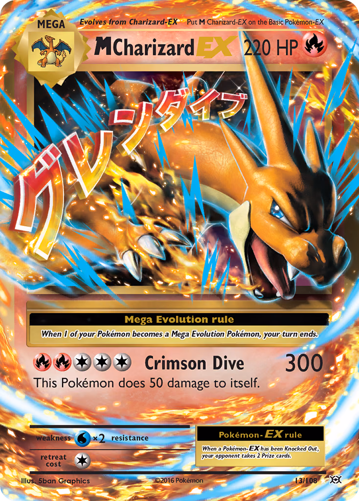 M Charizard-EX Pokemon card (13/108, Evolutions)