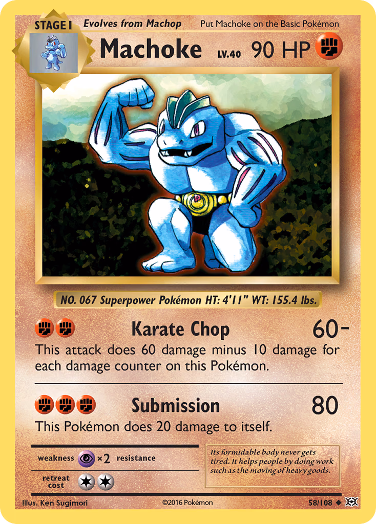 Machoke Pokemon card (58/108, Evolutions)