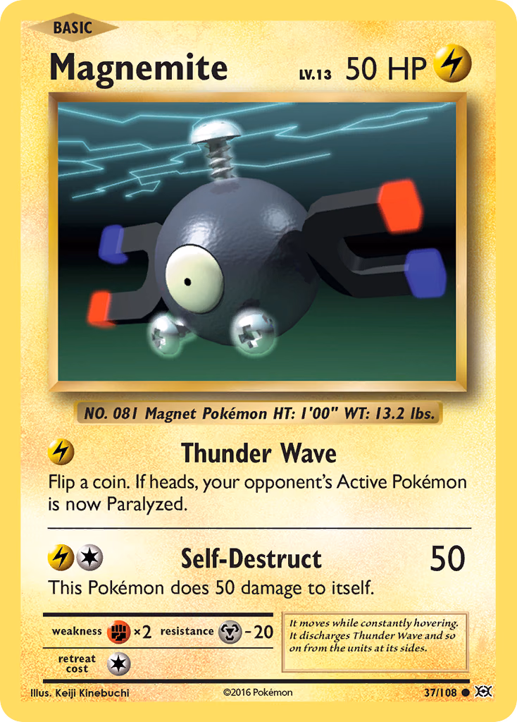Magnemite Pokemon card (37/108, Evolutions)