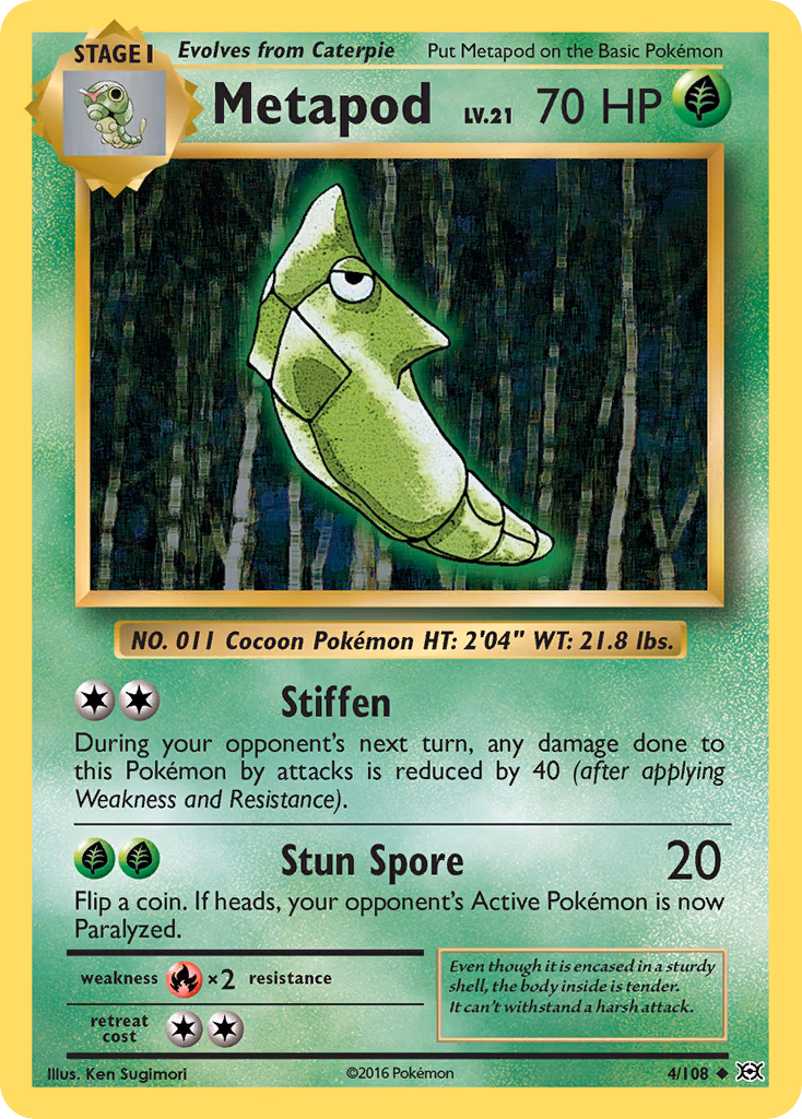 Metapod Pokemon card (4/108, Evolutions)