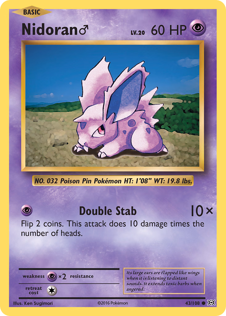 Nidoran ♂ Pokemon card (43/108, Evolutions)