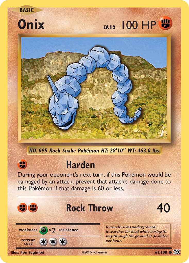 Onix Pokemon card (61/108, Evolutions)
