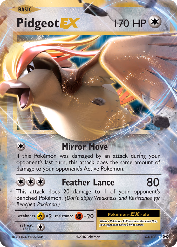 Pidgeot-EX Pokemon card (64/108, Evolutions)