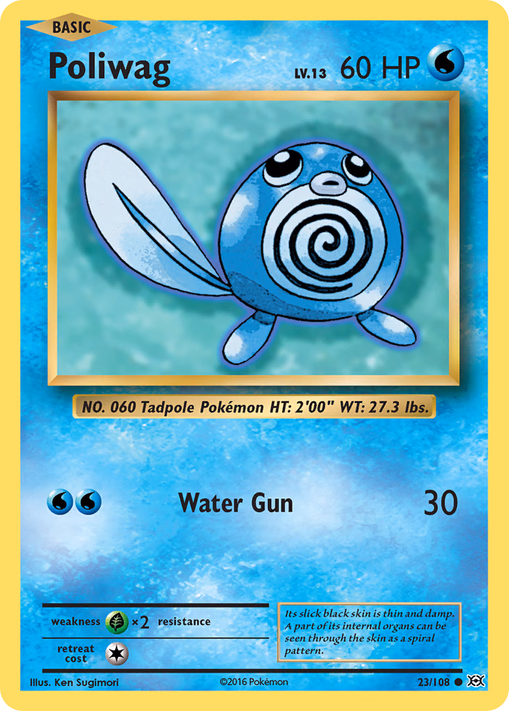 Poliwag Pokemon card (23/108, Evolutions)