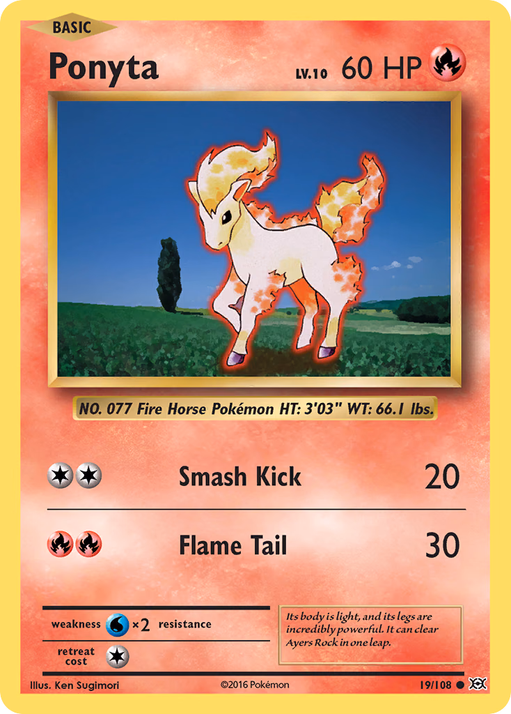 Ponyta Pokemon card (19/108, Evolutions)