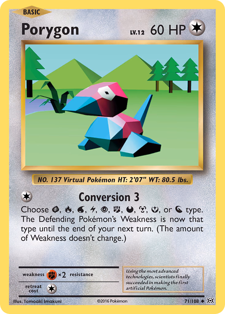 Porygon Pokemon card (71/108, Evolutions)