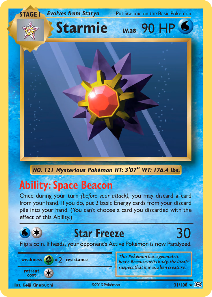 Starmie Pokemon card (31/108, Evolutions)