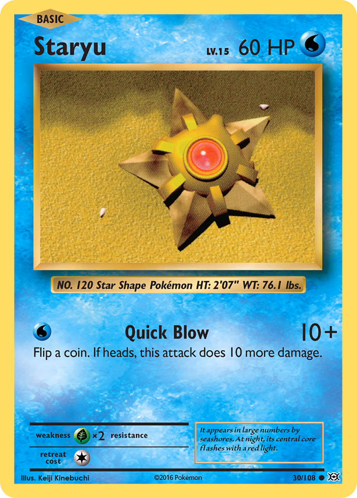 Staryu Pokemon card (30/108, Evolutions)