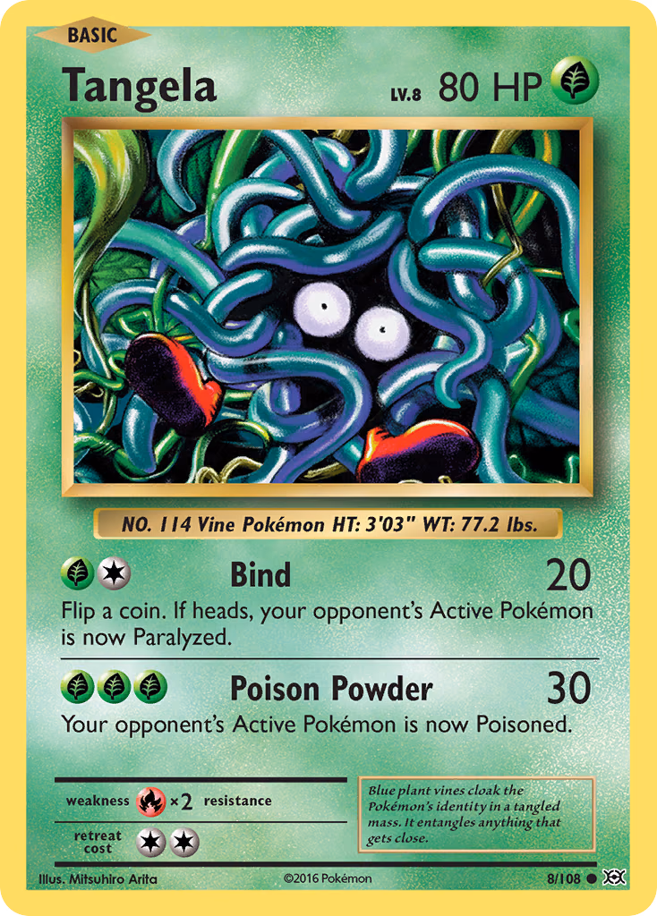 Tangela Pokemon card (8/108, Evolutions)