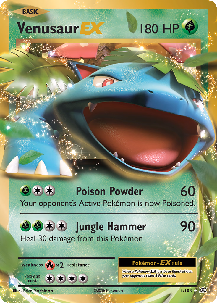Venusaur-EX Pokemon card (1/108, Evolutions)