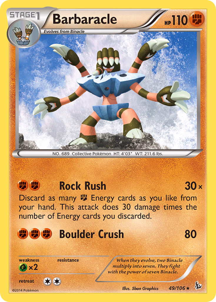 Barbaracle Pokemon card (49/106, Flashfire)