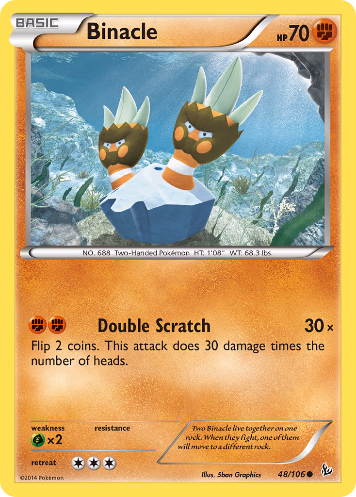 Binacle Pokemon card (48/106, Flashfire)