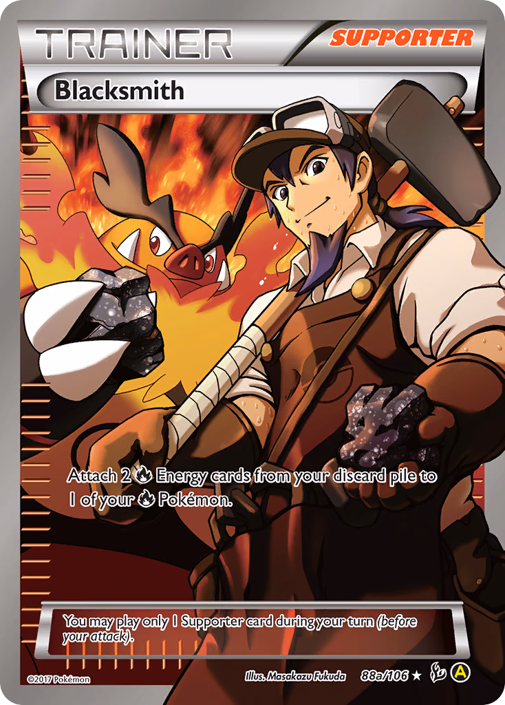Blacksmith Pokemon card (88a/106, Flashfire)