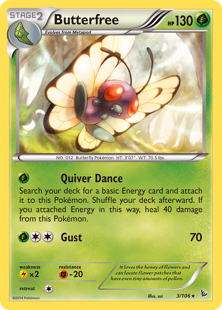Butterfree Pokemon card (3/106, Flashfire)