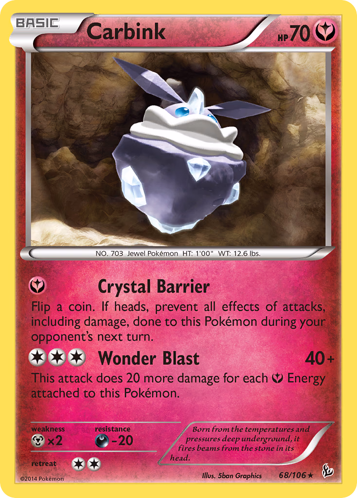 Carbink Pokemon card (68/106, Flashfire)