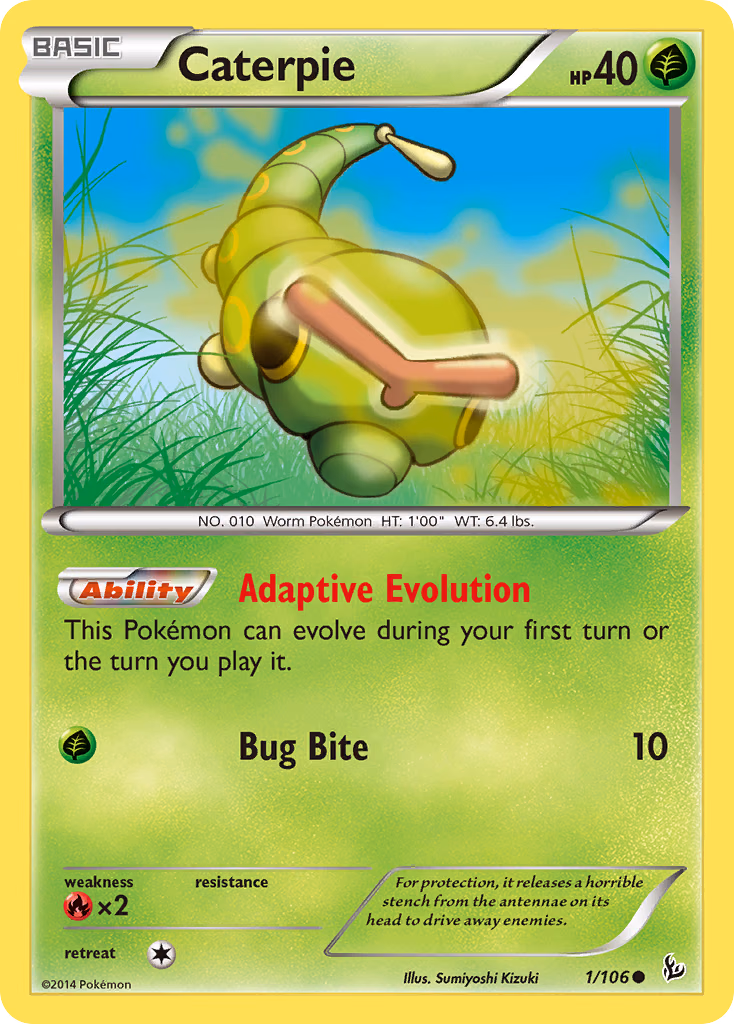 Caterpie Pokemon card (1/106, Flashfire)