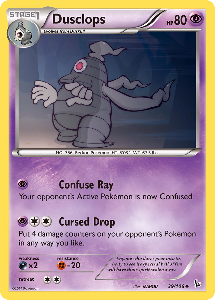 Dusclops Pokemon card (39/106, Flashfire)