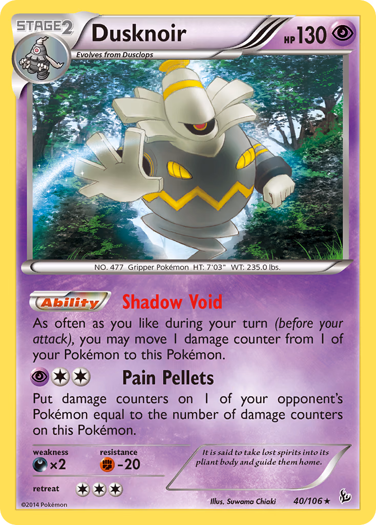Dusknoir Pokemon card (40/106, Flashfire)