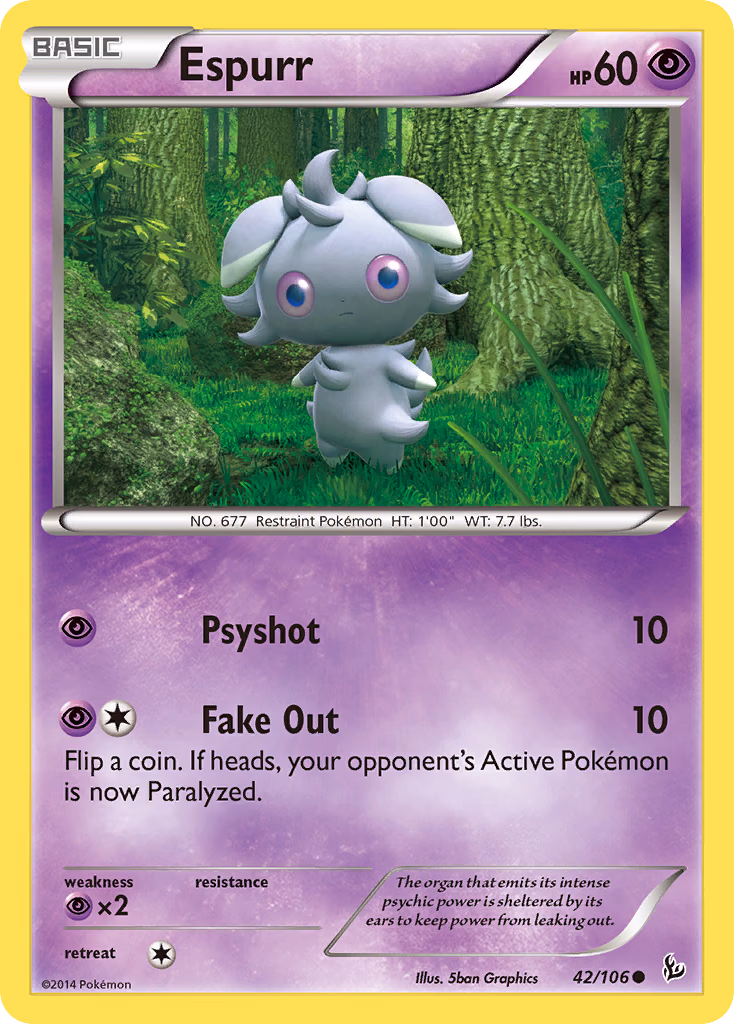 Espurr Pokemon card (42/106, Flashfire)