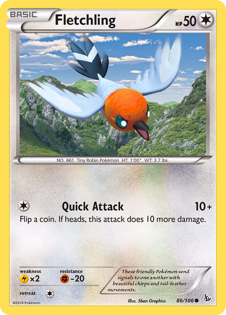 Fletchling Pokemon card (86/106, Flashfire)