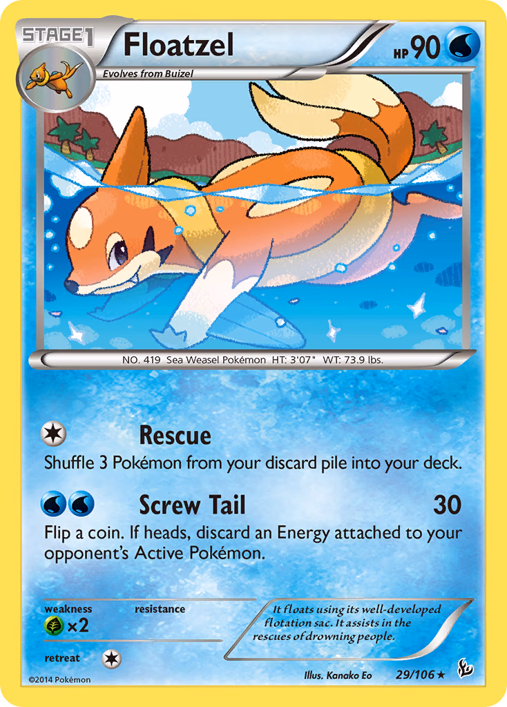 Floatzel Pokemon card (29/106, Flashfire)