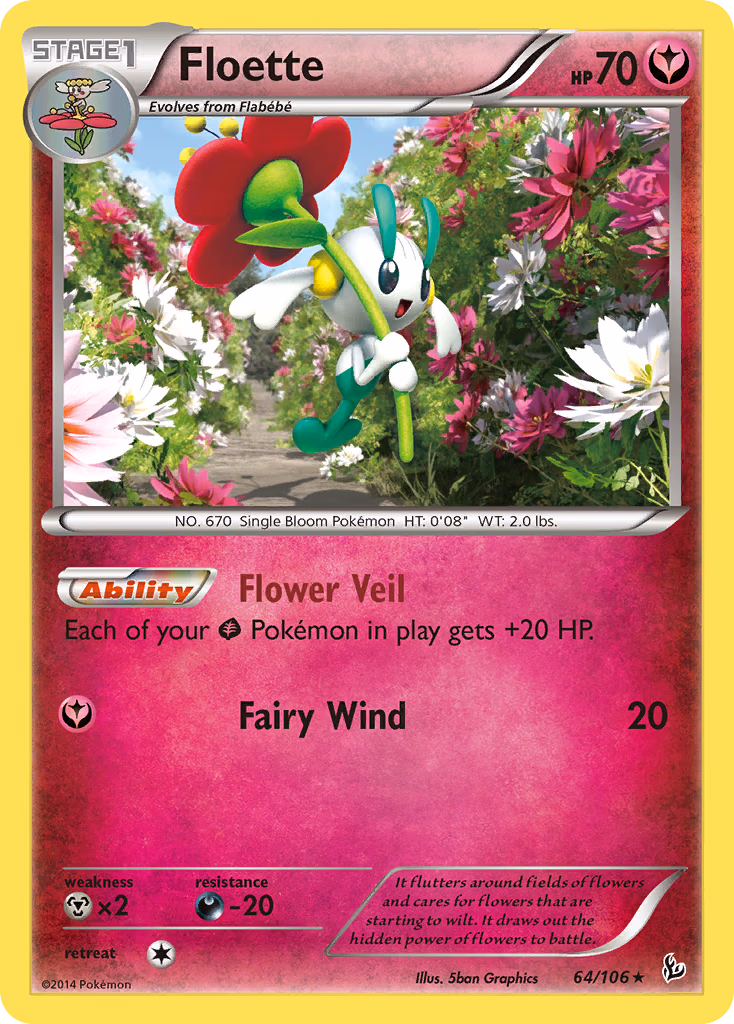 Floette Pokemon card (64/106, Flashfire)