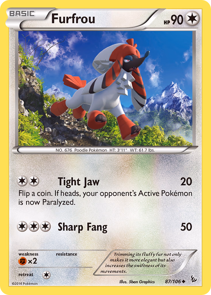 Furfrou Pokemon card (87/106, Flashfire)