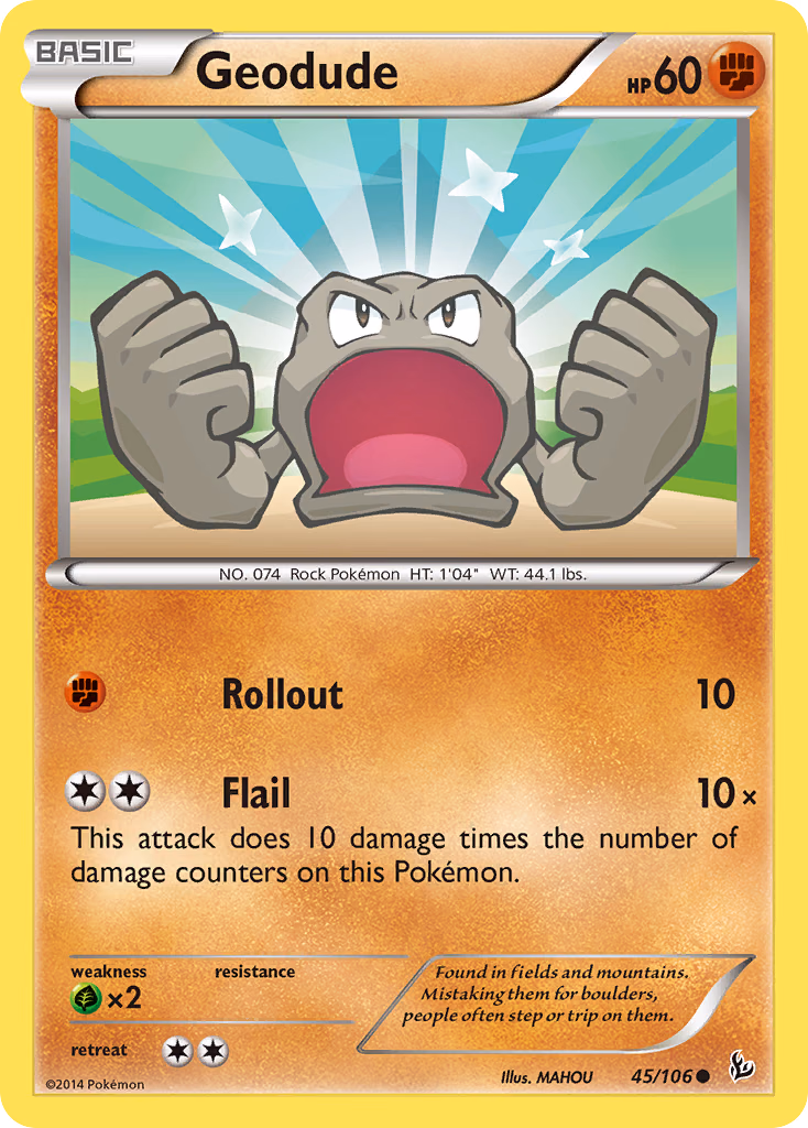 Geodude Pokemon card (45/106, Flashfire)
