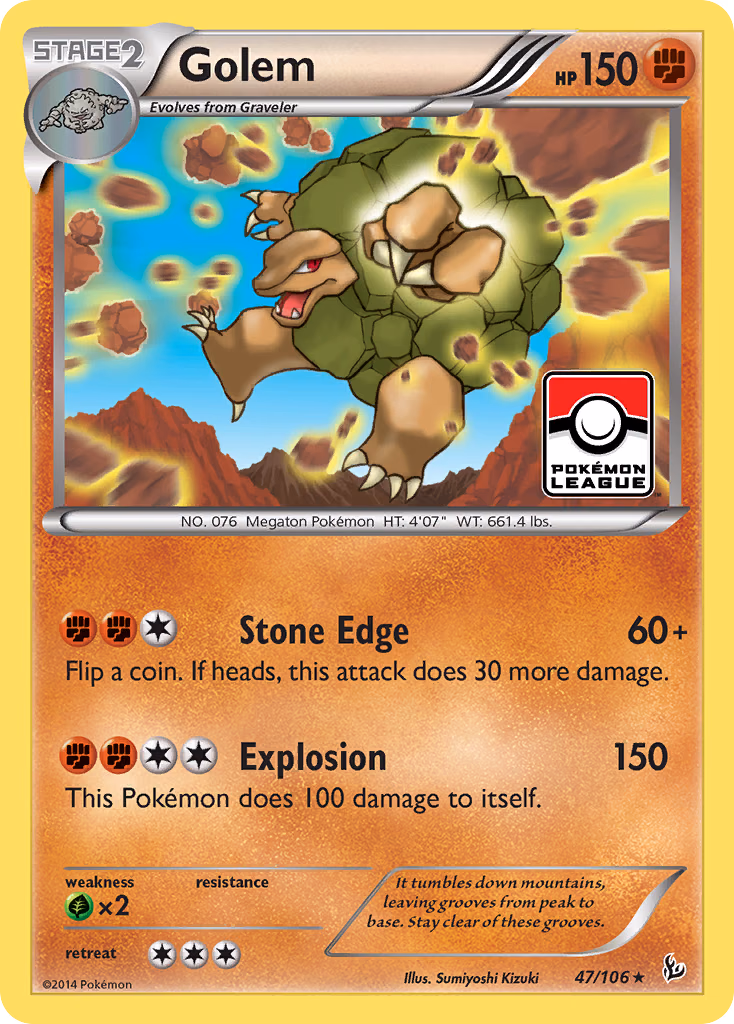 Golem Pokemon card (47/106, Flashfire)