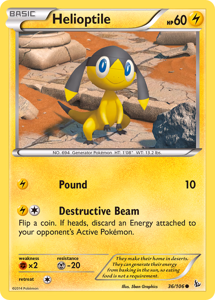 Helioptile Pokemon card (36/106, Flashfire)