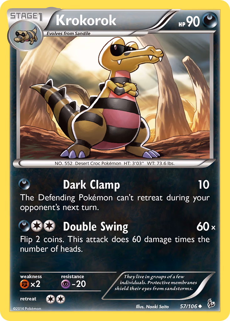 Krokorok Pokemon card (57/106, Flashfire)